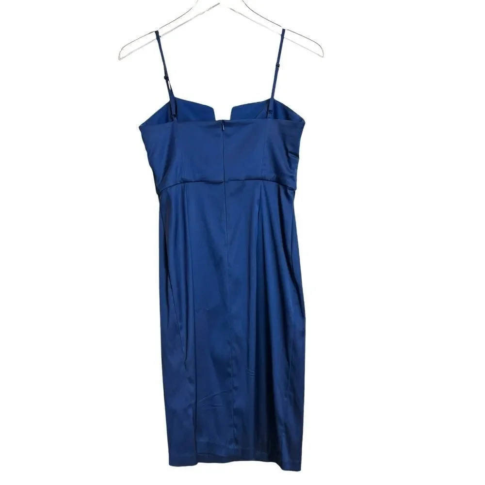 Donna Ricco New York Royal Blue Satin Knee Length Cocktail Dress Size 4P